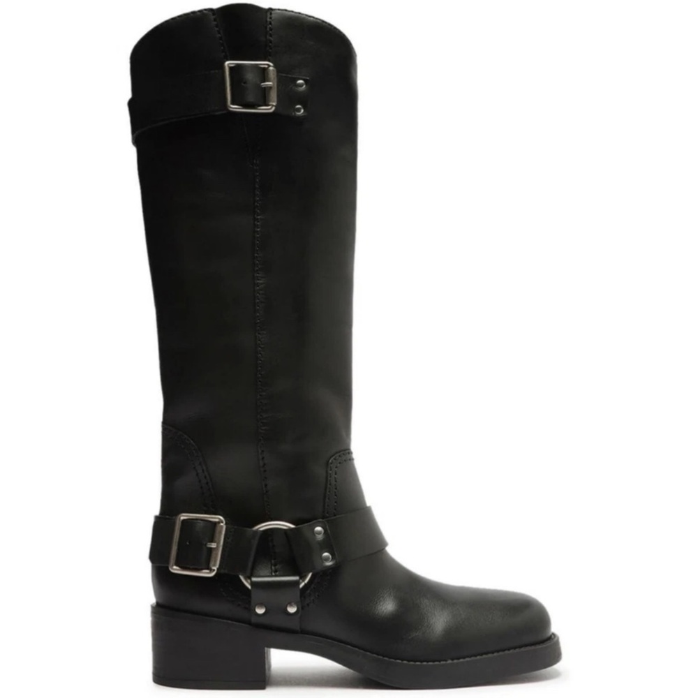 Classic Black Women's Moto Knee-High Boot